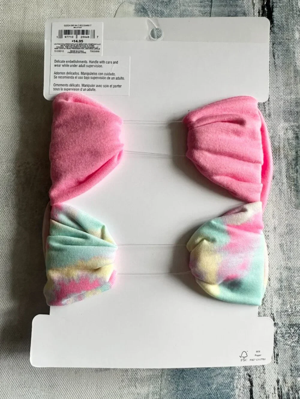 Pink Rainbow Milticolor 2 Psc Baby Bow Set